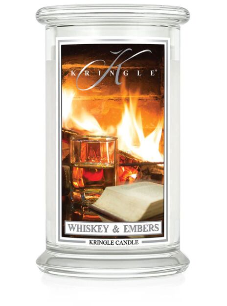 Whiskey & Embers - Kringle Candle - duża świeca z dwoma knotami (624g)