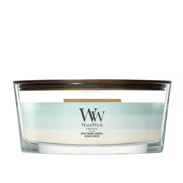 WoodWick Driftwood Shores - świeca zapachowa elipsa Trilogy 453g
