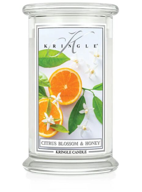 Kringle Candle Citrus Blossom & Honey - duża świeca zapachowa 624 g 2 knoty