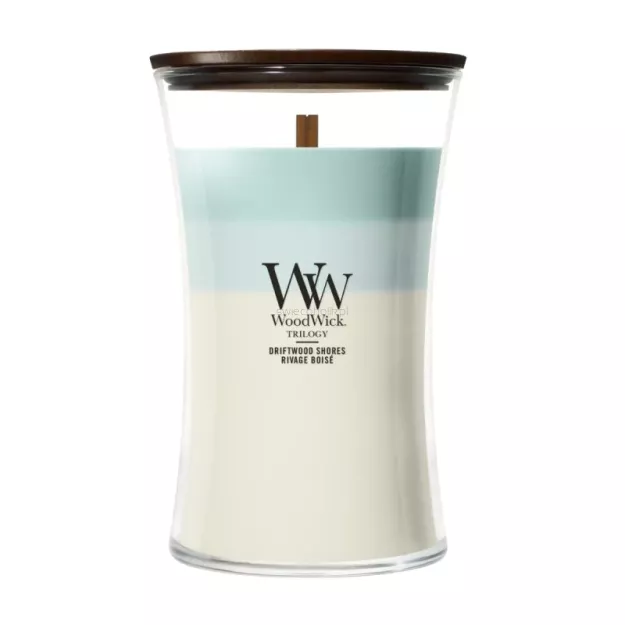 WoodWick Driftwood Shores - duża świeca zapachowa Trilogy 610g
