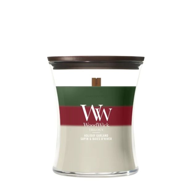 WoodWick Holiday Garland Trilogy – świeca średnia 275 g