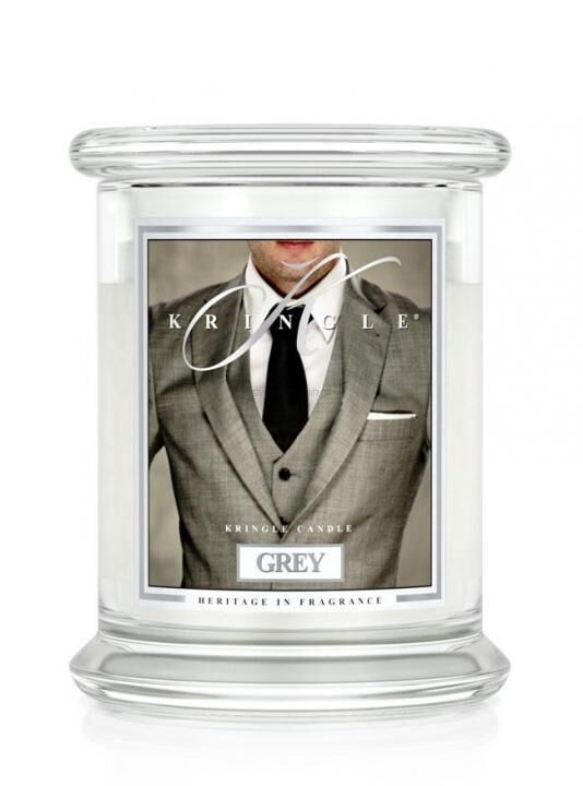 Grey Kringle Candle średnia klasyczna świeca zapachowa (411g) z dwoma