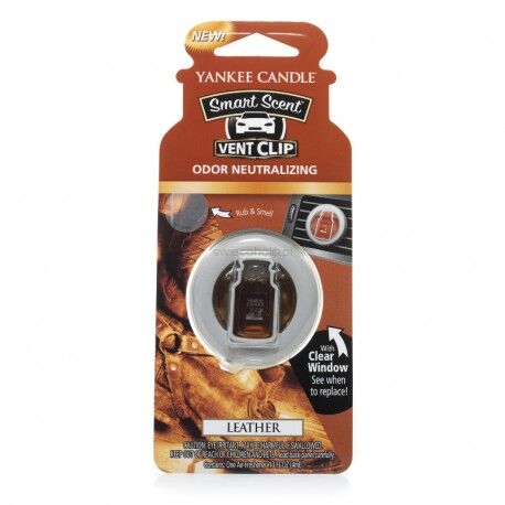 Yankee Candle - Leather - zapach samochodowy car jar vent clip