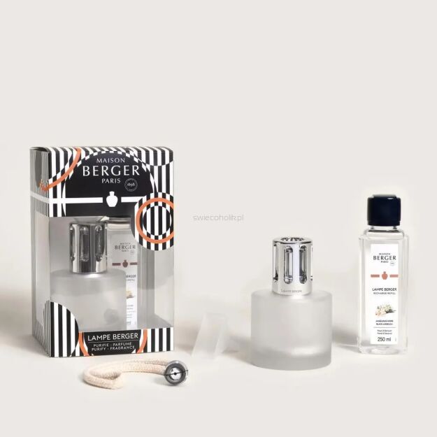 Zestaw prezentowy - Maison Berger - lampa katalityczna Illusion Frosted  + esencja Black Angelica 250 ml