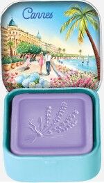 Mydło prowansalskie Lawenda (Lavande) w metalowej mydelniczce 25 g – Cannes | Esprit Provence