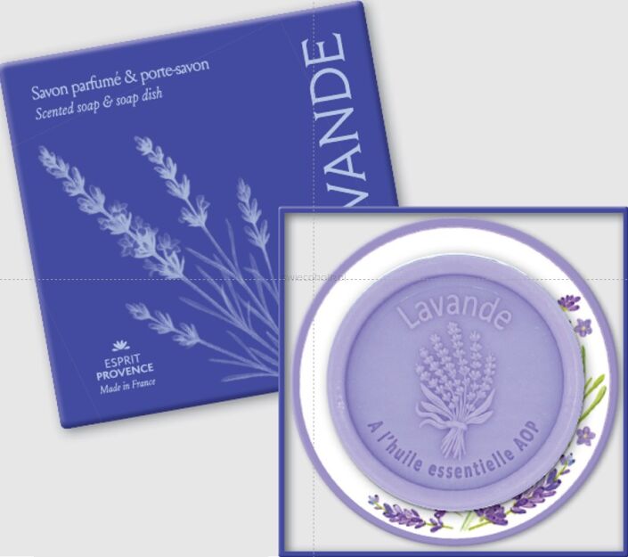 Zestaw prezentowy lawenda AOP mydło 100 g + mydelniczka Esprit Provence