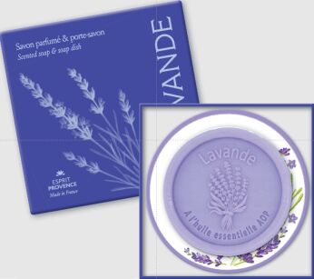Zestaw prezentowy lawenda AOP mydło 100 g + mydelniczka Esprit Provence
