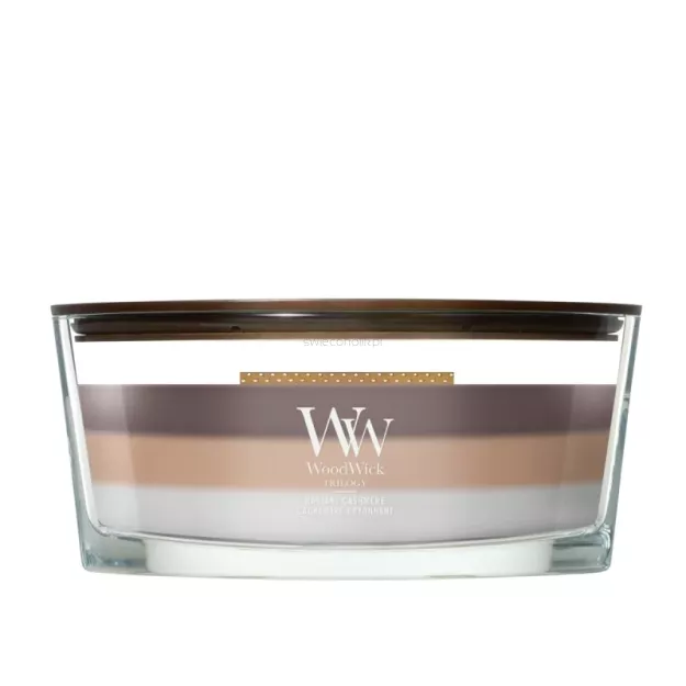 WoodWick Radiant Cashmere - wieca zapachowa elipsa Trilogy 453g