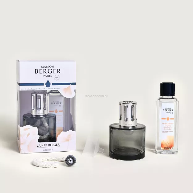 Zestaw prezentowy - Maison Berger - lampa katalityczna Aroma Energy Grey + esencja Aroma Energy 250 ml