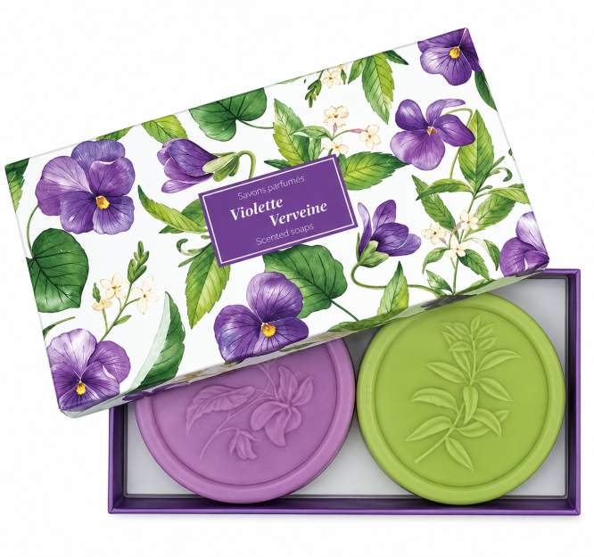 Zestaw prezentowy mydeł Fiołek i Werbena (Violette et Verveine) - Esprit Provence 2 x 100 g