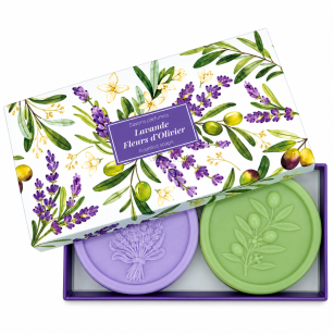 Zestaw prezentowy mydeł Lawenda i kwiat oliwki (Lavande & Fleurs d’Olivier) - Esprit Provence 2 x 100 g