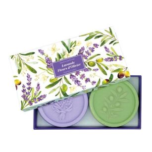 Zestaw prezentowy mydeł lawenda i kwiat oliwki 2x100 g (Lavande & Fleurs d’Olivier) | Esprit Provence