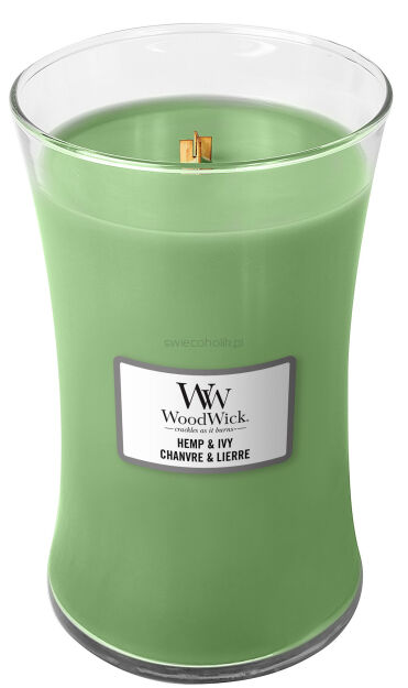 Hemp & Ivy - Woodwick - duża świeca zapachowa z drewnianym knotem