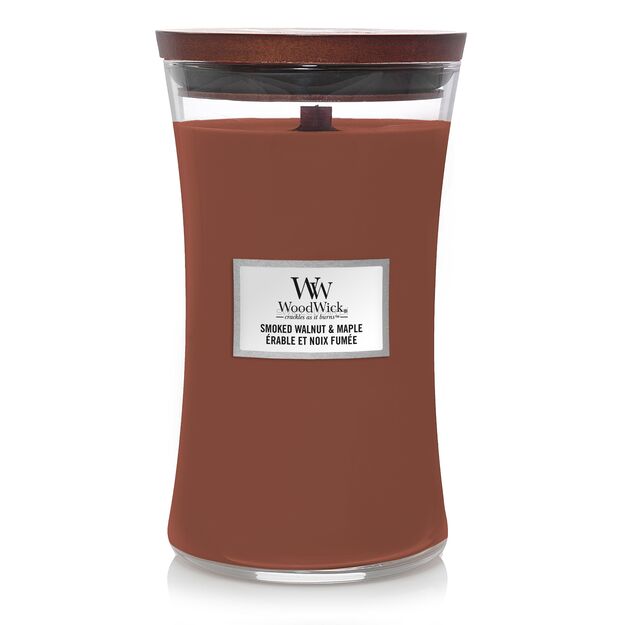 Smoked Walnut & Maple - WoodWick - duża świeca zapachowa z drewnianym knotem - nowość 2021