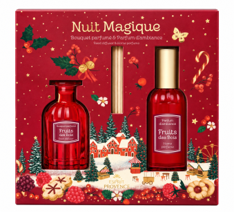 Esprit Provence Fruits des Bois - zestaw prezentowy Magiczna Noc dyfuzor i perfumy do wnętrz 2 x 50 ml