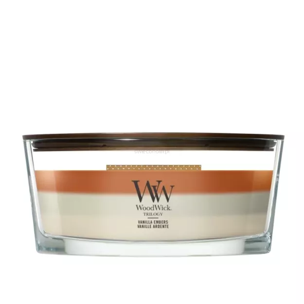 WoodWick Vanilla Embers - świeca zapachowa elipsa Trilogy 453g