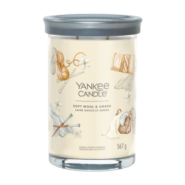 Soft Wool & Amber - Yankee Candle Signature - świeca tumbler z dwoma knotami 