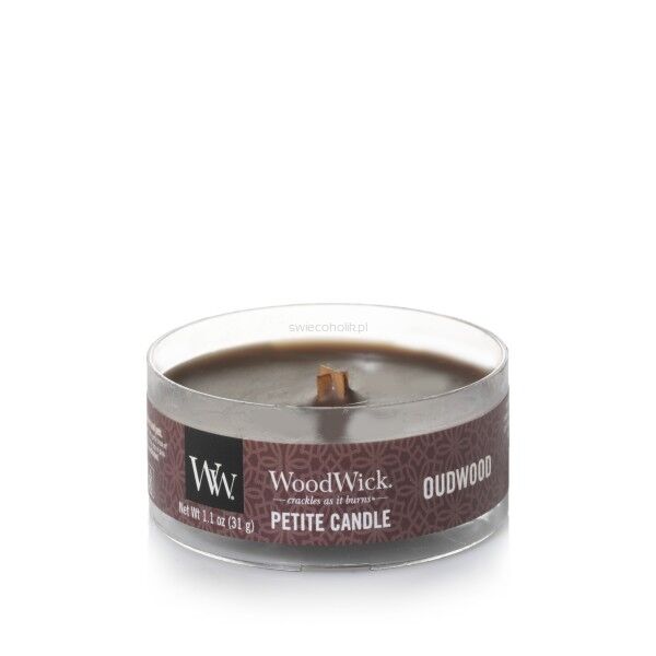  WoodWick Oudwood mini świeca zapachowa petite z drewnianym knotem