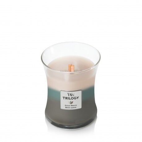 Woodwick Trilogy -Ocean Breeze-średnia świeca zapachowa z drewnianym knotem