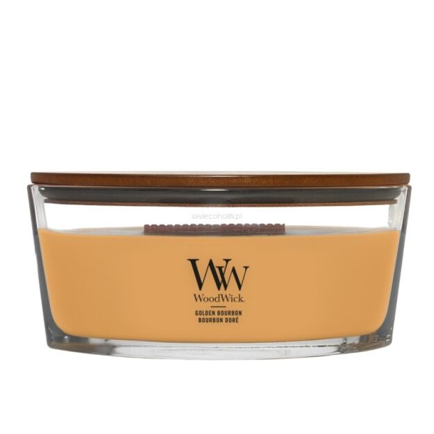 Golden Bourbon - Woodwick - świeca zapachowa elipsa z drewnianym knotem - nowość 2025