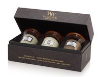 Zestaw prezentowy - Woodwick - Woody - 3 małe świece zapachowe w ozdobnym pudełku - 3