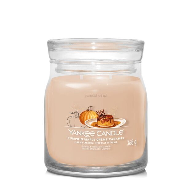Pumpkin Maple Creme Caramel - Yankee Candle Signature - średnia świeca z dwoma knotami