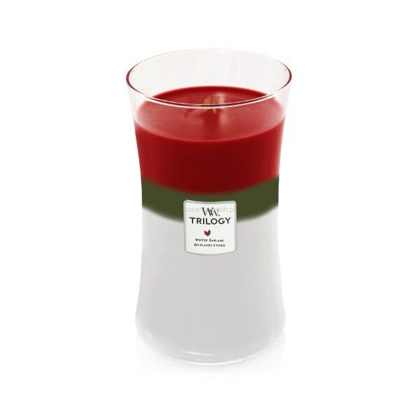 Winter Garland WoodWick Trilogy - Duża świeca zapachowa z drewnianym knotem