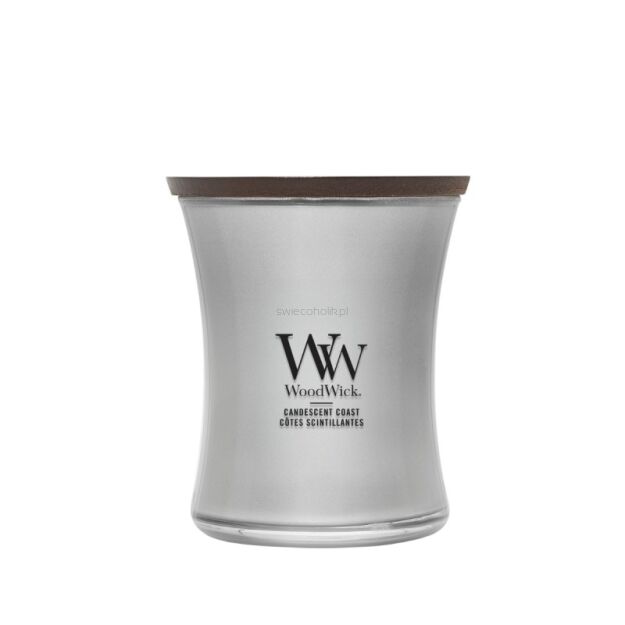 Candescent Coast - Woodwick - średnia świeca zapachowa z drewnianym knotem 