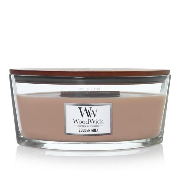 Golden Milk - Woodwick - Hearthwick elipsa świeca zapachowa z drewnianym knotem