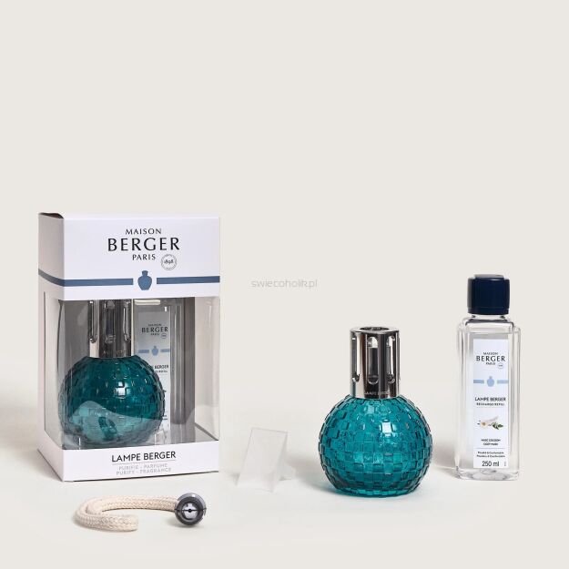 Zestaw prezentowy - Maison Berger - lampa katalityczna Disco Green + esencja Cosy Musk 250 ml