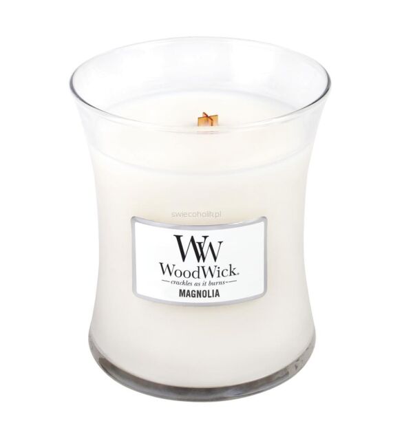 Magnolia- Woodwick - mała świeca zapachowa z drewnianym knotem