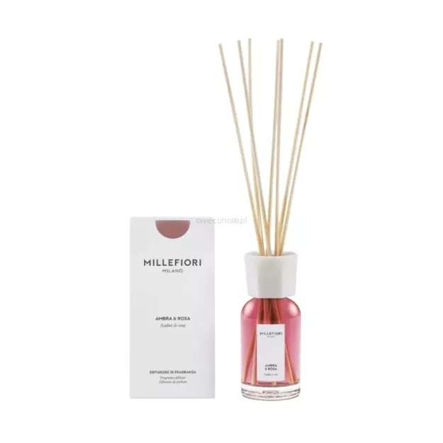 Millefiori Milano Ambra & Rosa – dyfuzor zapachowy z pałeczkami 100 ml