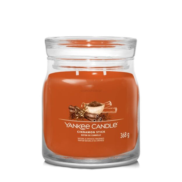 Cinnamon Stick - Yankee Candle Signature - średnia świeca z dwoma knotami 