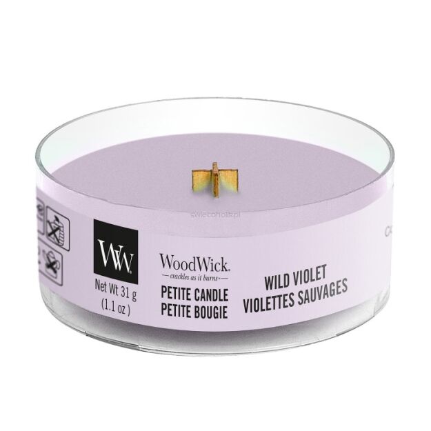 Wild Violet - petite Woodwick mini świeca zapachowa z drewnianym knotem