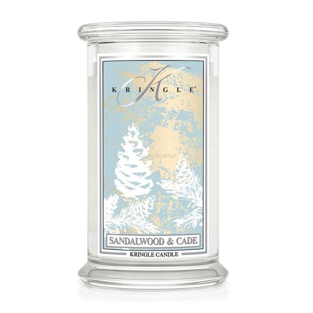 Sandalwood & Cade - Kringle Candle - duża świeca z dwoma knotami (624g)