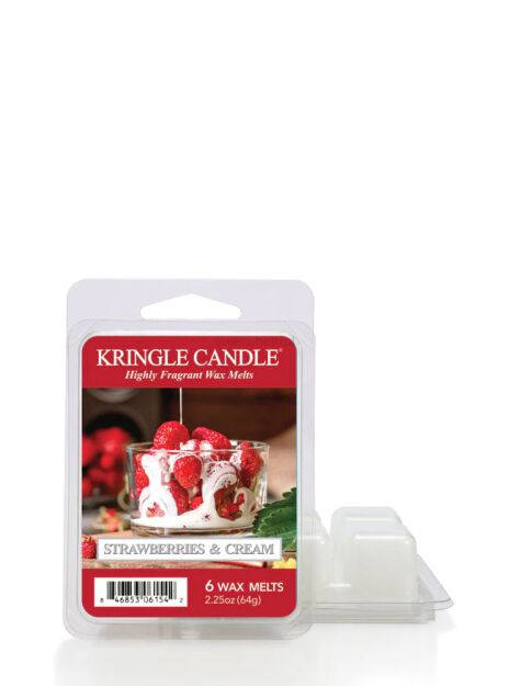 Kringle Candle Strawberries & Cream - wosk zapachowy do kominka 64 g