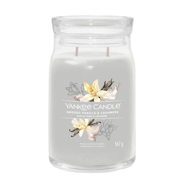 Smoked Vanilla & Cashmere - Yankee Candle Signature - duża świeca zapachowa z dwoma knotami
