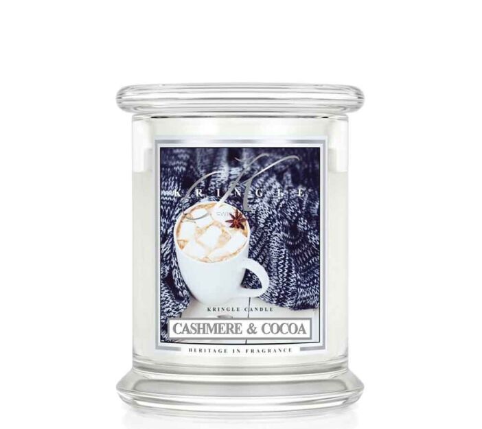  Kringle Candle - Cashmere & Cocoa -średnia świeca zapachowa 2 knoty