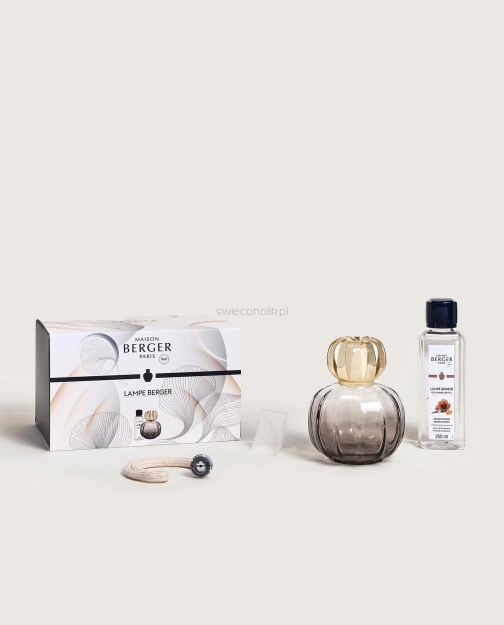 Zestaw prezentowy - Maison Berger - lampa katalityczna Corali szara + esencja Velvet Of Orient 250 ml