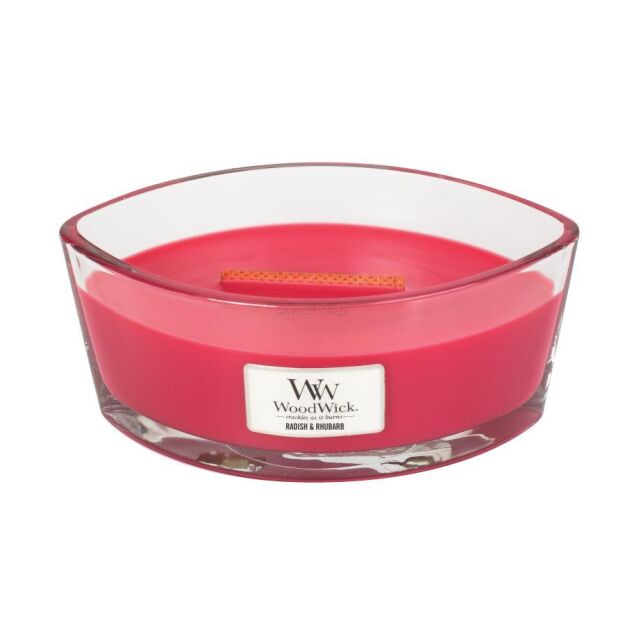 Radish & Rhubarb - Woodwick Hearthwick - świeca zapachowa z drewnianym knotem