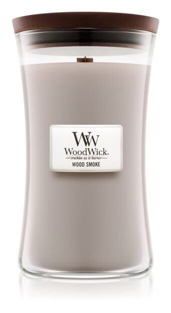 Wood Smoke - WoodWick duża świeca zapachowa z drewnianym knotem