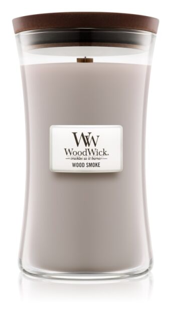 Wood Smoke - WoodWick duża świeca zapachowa z drewnianym knotem