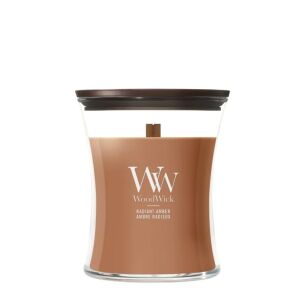 WoodWick Radiant Amber – średnia świeca zapachowa z drewnianym knotem
