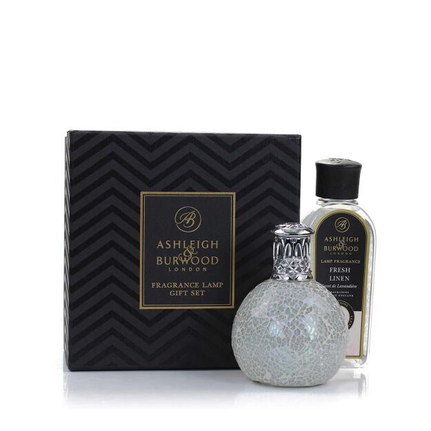 Zestaw mała lampa katalityczna The Pearl + wkład Fresh Linen 250ml - Ashleigh & Burwood