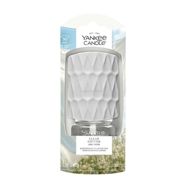 Yankee Candle Clean Cotton - elektryczny odświeżacz do kontaktu zestaw startowy