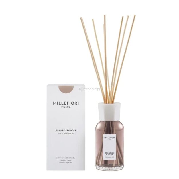 Millefiori Milano Silk & Rice Powder – dyfuzor zapachowy 250 ml z patyczkami