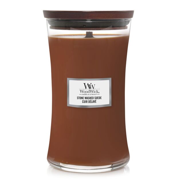 Stone Washed Suede - duża świeca  WoodWick nowość 2020