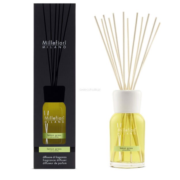 Lemon Grass- Millefiori- dyfuzor zapachowy z patyczkami 500 ml Natural