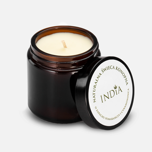 Pomarańcza & Cynamonowiec - India Cosmetics - świeca konopna 90g