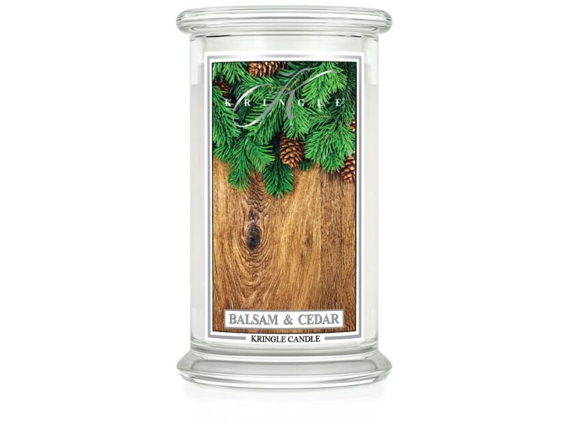 Kringle Candle Balsam & Cedar - duża świeca zapachowa 624 g 2 knoty